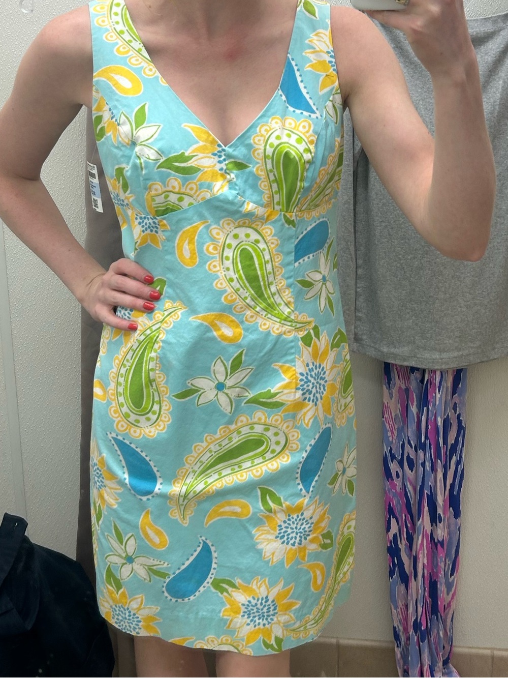 Lilly Pulitzer White Label Women’s Aqua Paisley V-Neck Dress